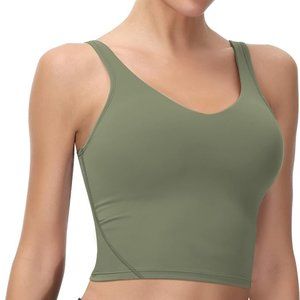 Ewedoos Workout Tank Top for Women with Built in Bra Green